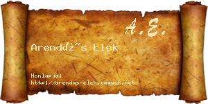 Arendás Elek névjegykártya